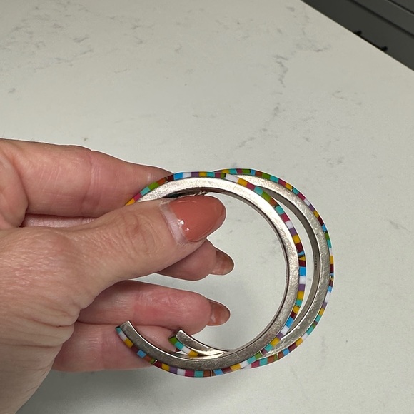 Fiesta Turquoise & Spiny Oyster Multicolor Hoop Earrings - Picture 4 of 4